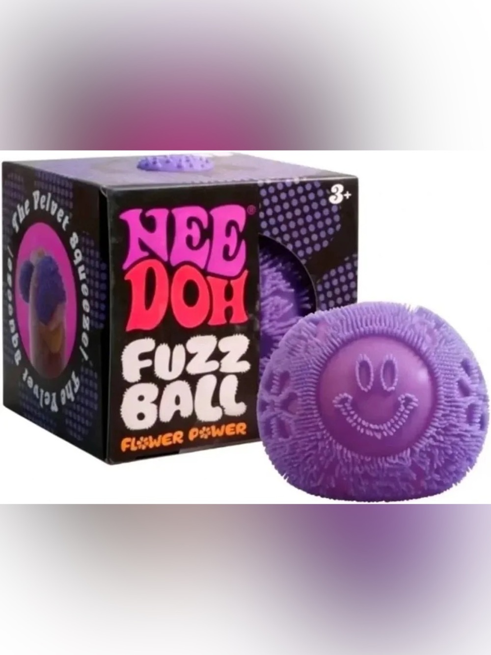Needoh Purple Fuzz Ball - Flower Power Sensory Squishy Fidget Toy